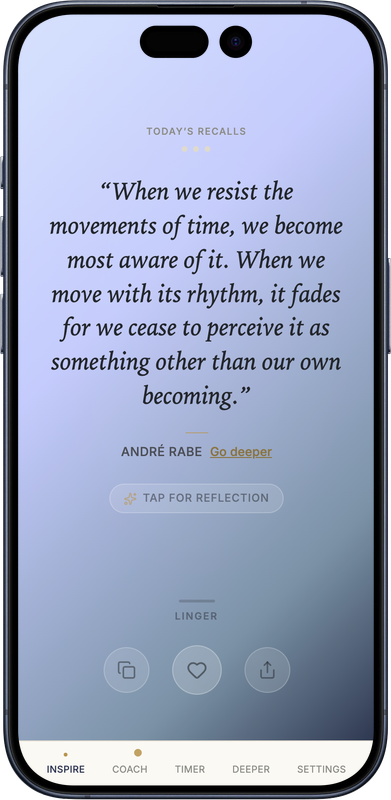 Inspire screen showing today's line from André Rabe